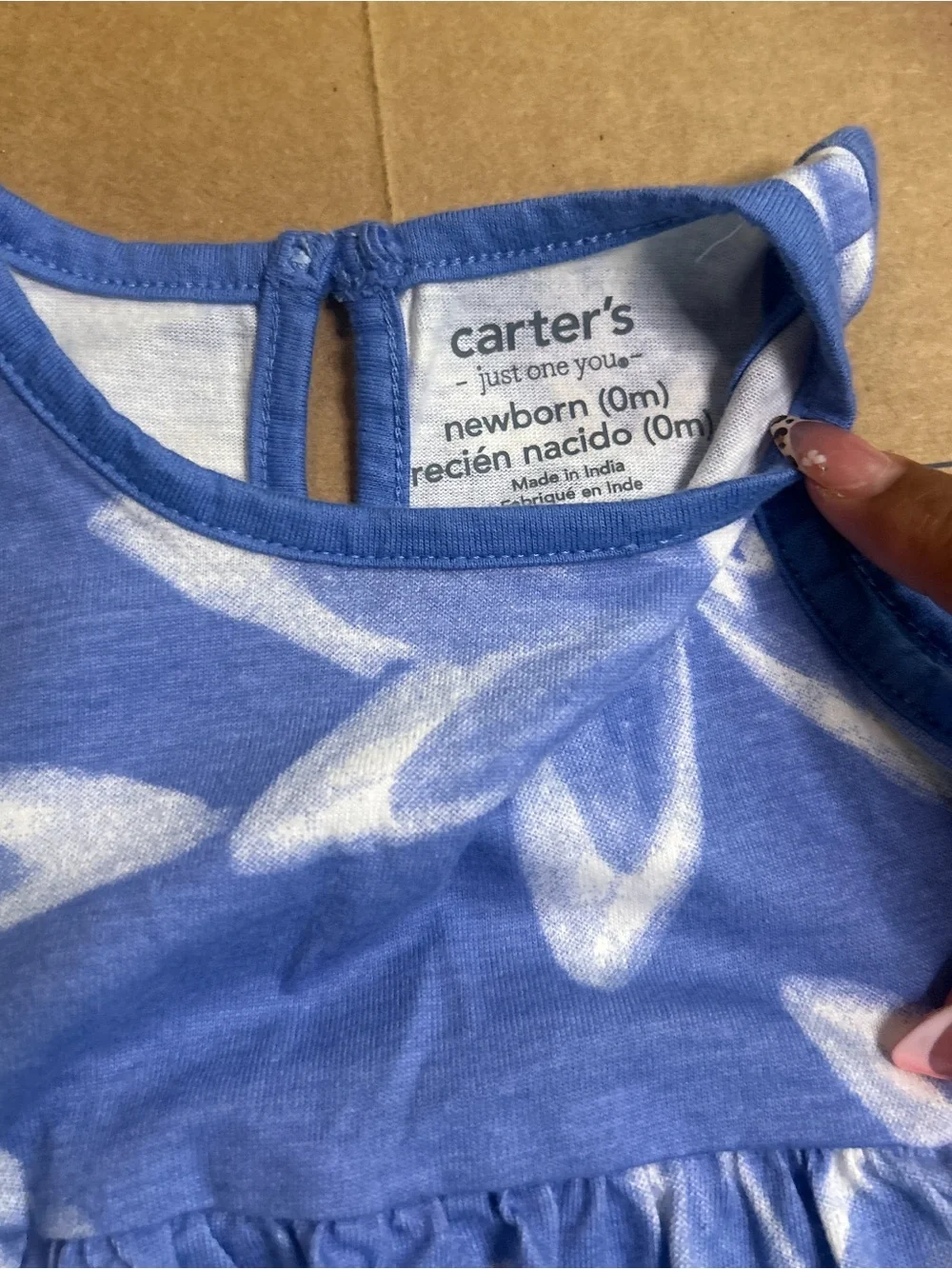 Carter's Blue and White Floral Peplum Bodysuit